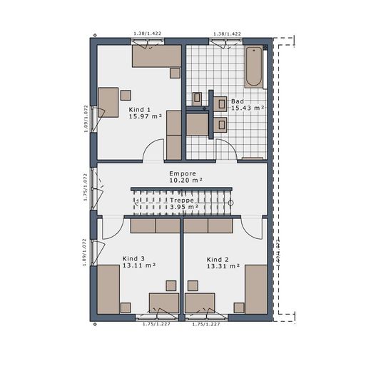 Qualität, die bleibt - Ihr individuelles Doppelhaus am Ammersee – Grundriss Obergeschoss