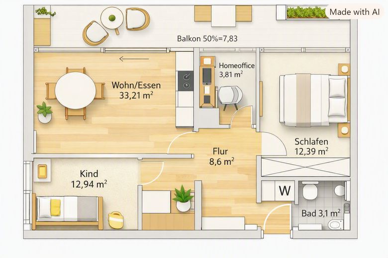 2-3-Zimmer Premium‑Apartment am Olympiapark – Erstbezug nach Vollsanierung mit flexiblem Grundriss – 3 ZKB u. Homeoffice
