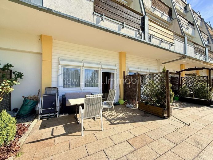 Wohnen wo andere Urlaub machen - Rosenalm Scheidegg - 3 Zi. - 2 autarke Ferien-Wohnungen (Gebäude C) – Wohnung 1 - Terrasse Innenhof