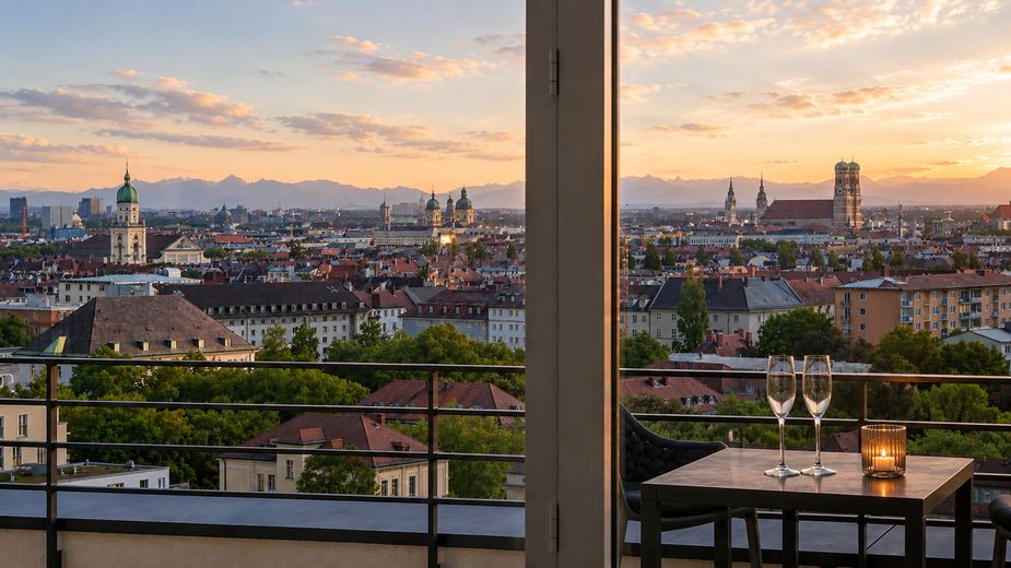 PROVISIONSFREI: Munich's Iconic View – The Ultimate Penthouse – Münchner Skyline trifft Alpen