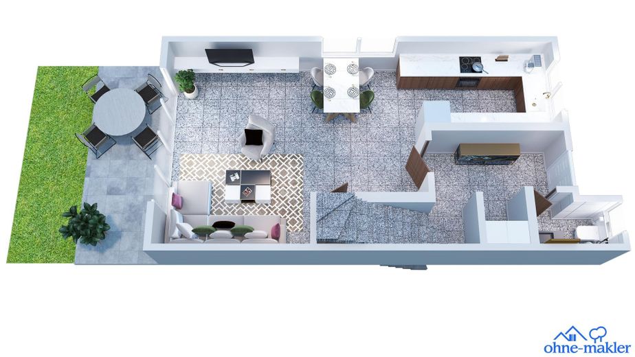 Reihenendhaus in Roßdorf mit 6 Zimmern, Terrasse und Garten: Platz für die ganze Familie – EG