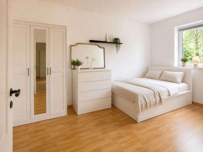 Luminoso apartamento de 3 habitaciones con balcón y vistas al jardín – Schlafzimmer 1