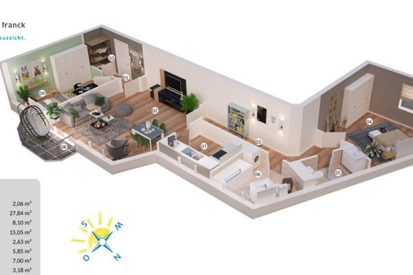 Schelfstadt am Pfaffenteich: 3-Zimmer-Wohnung mit Balkon, Fahrstuhl und Tiefgaragenstellplatz
