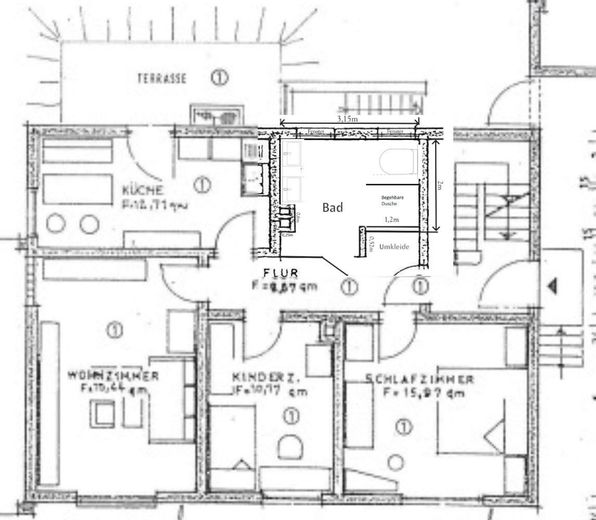 Frisch Saniert/Renovierte 3 Zi Whg in Gaggenau-Ottenau – Grundriss