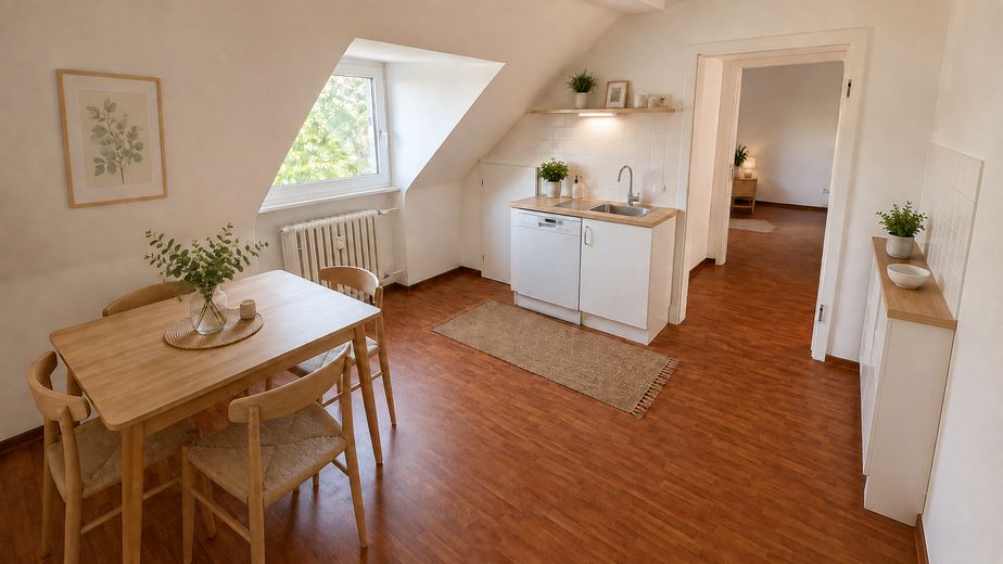 Keyifli 42 m² – merkezi konumda 2 odalı çatı katı dairesi – Einrichtungsbeispiel