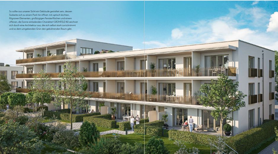 Neubau 2-Zi-WHG in Feldmoching möbliert und mit Balkon, Erstbezug – 3. Wohnung oben von Rechts