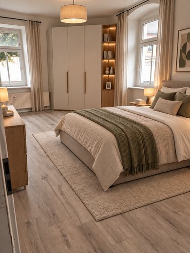 Neu renovierte 3-Zimmerwohnung mit Balkon zu vermieten – Schlafzimmer 