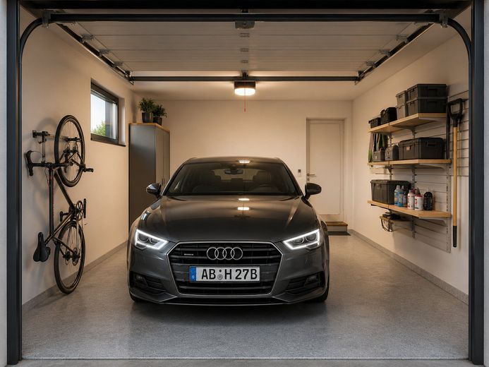 Neubau-Doppelhaushälfte mit ca. 171 m² Wohnfläche, Dachterrasse & Garage – Garage