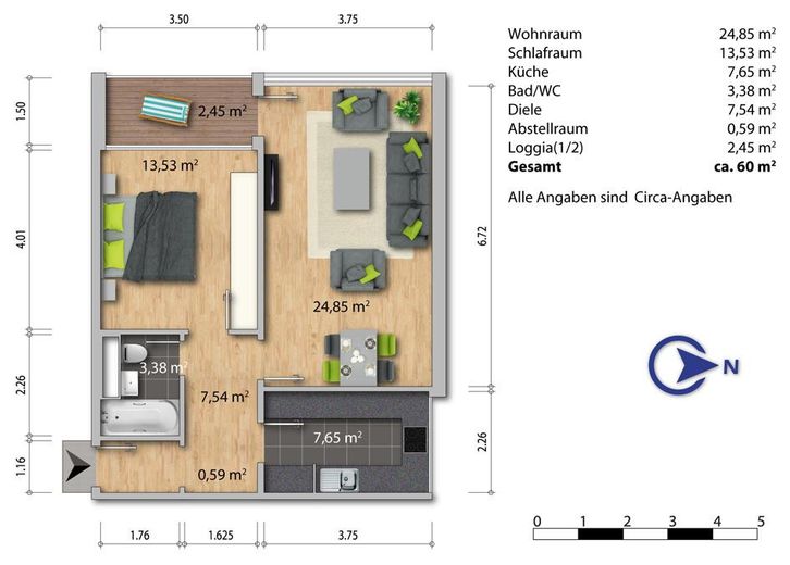 Grundriss Bsp. Möblierung