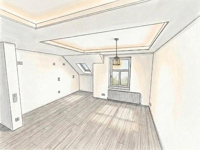 Appartamento di 5 locali recentemente ristrutturato sul Kaßberg – Blick zur Küche aus TV Ecke