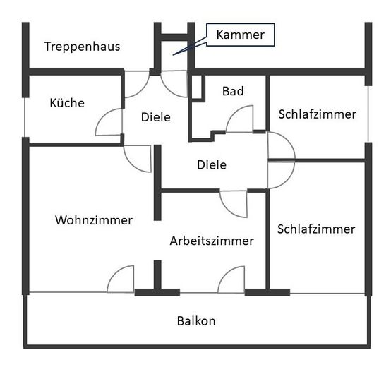 Gut geschnittene, helle 4-Zi. Wohnung im Penthouse-Stil in bester Lage – Grundriss (schematisch)