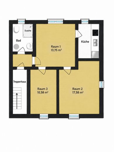 3 Zimmer EG Wohnung, frei ab sofort – Grundriss