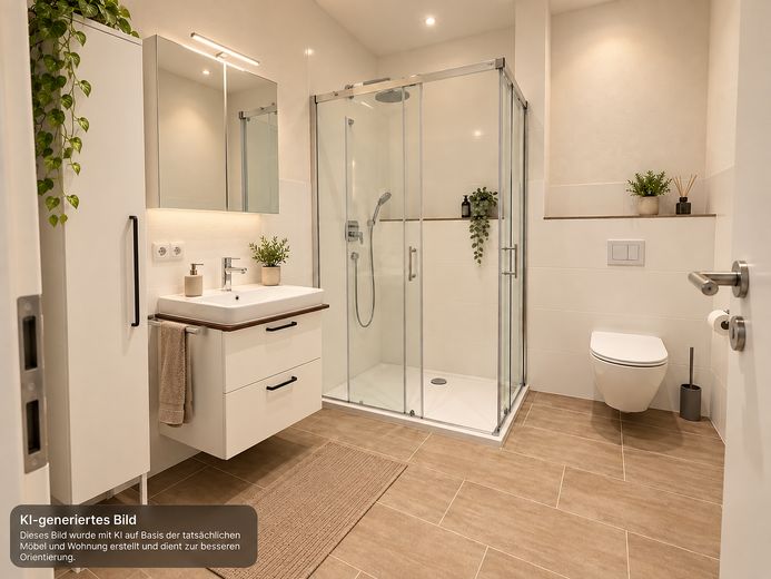 Modern wonen in Stuttgart-West | 53 m² | Inbouwkeuken | Vloerverwarming | Energetisch gerenoveerd – Badezimmer Beispiel
