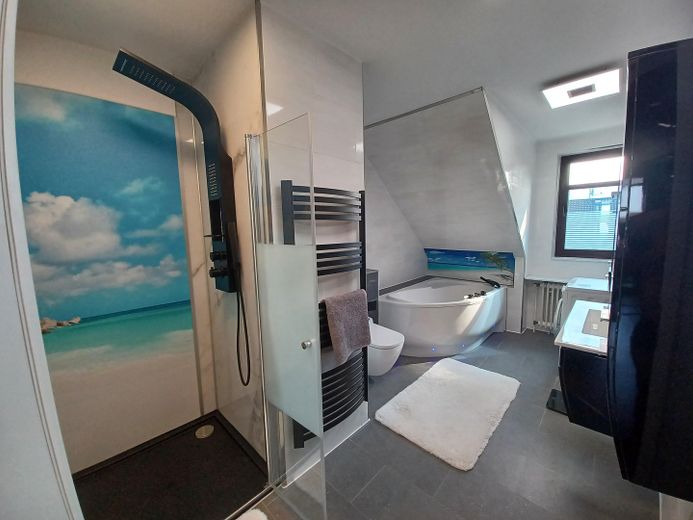 Klimatisierte mod.lichtdurchfl.DG-Whg. Pelleto+PV-Anlage,unverb.FERNSICHT+3-Fachvergl. – Badezimmer 