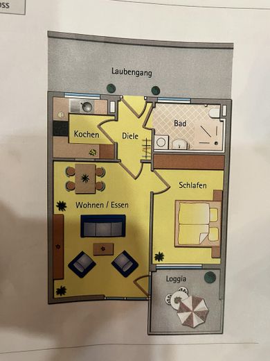 Grundriss Wohnung circa 55 qm