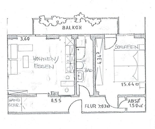 Neustadt: vacant 2-room condominium with balcony in the popular "Flüsseviertel" in Bremen Neustadt – Grundriss 