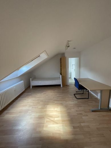Möblierte 1-Zimmer-Wohnung mit EBK in Düsseldorf-Holthausen – Direktbus zur HHU – Wohn-/Schlafzimmer