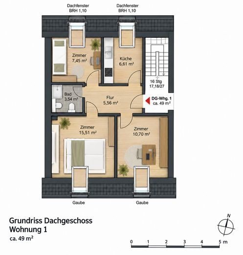 Frisch renovierte 3-Zimmer-Wohnung in Top-Lage der Nordstadt – Grundriss