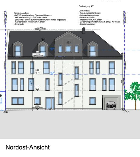 Baugründstück mit Blick auf den Mühlgraben / Saale inkl. Baugenehmigung für Mehrfamilienhaus – Ansicht Straßenseite