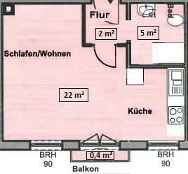 Hochwertiges Studio-Apartment in Mannheim Neckarstadt-West, vollmöbliert – Grundriss