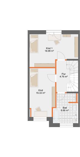 Neubau-Reihenhaus mit Terrasse 140 m² Familienhaus mit sehr niedrigen Energiekosten (EH-40 + PV) – OG