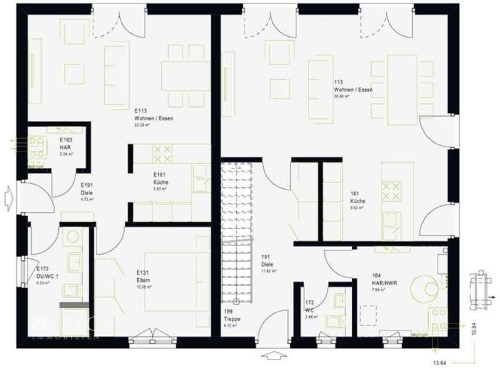 Neubauprojekt tolles Zweifamilienhaus mit Einliegerwohnung! – Grundriss Erdgeschoss
