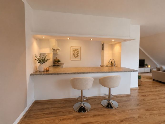 Einmaliges Wohnjuwel! 80 m² Wohnung - Loft-Charakter und 1A Veste-Coburg-Blick! Stellplatz mietbar – Homestaging der offenen Küche