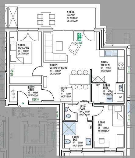 Kerken-Nieukerk'te 85,68 m² mülk dairesi – Grundriss Wohnung 4