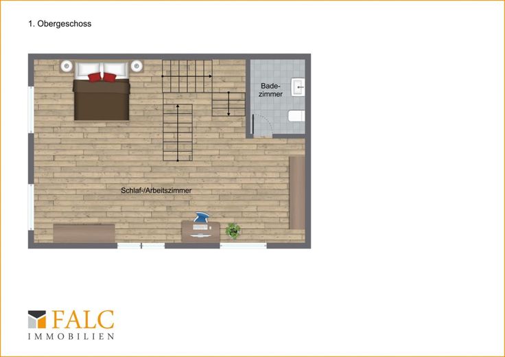 Exklusive sanierte Maisonette-Wohnung mit riesiger Dachterrasse! – 1. Obergeschoss