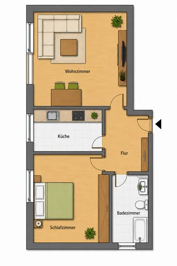 Attraktive 2-Zimmer-Eigentumswohnung mit EBK, sofort bezugsfrei! – Grundriss