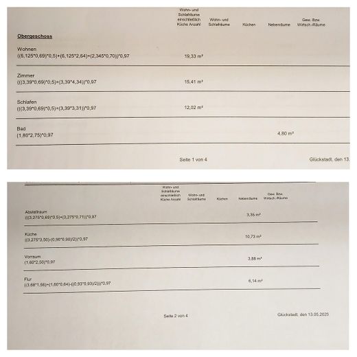 Wohnflächenberechnung - OG