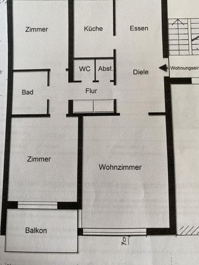 Attraktive 3-Zimmerwohnung mit sonnigem Balkon – Grundriss