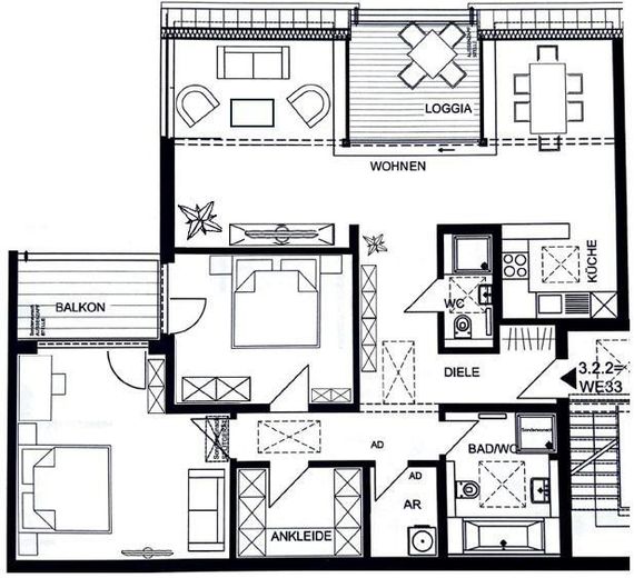 Penthouse exclusif dans le quartier belge – Un logement meublé avec style, calme et lumière – Grundriss