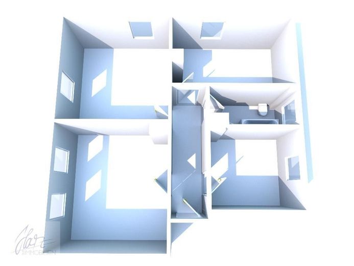 ***WOHNEN IM GRÜNEN*** - Komfortabel, ruhig und familienfreundlich... 3-Raumwohnung mit Tageslichtbad und opionaler Einbauküche ab sofort zu vermieten – 3D-Ansicht
