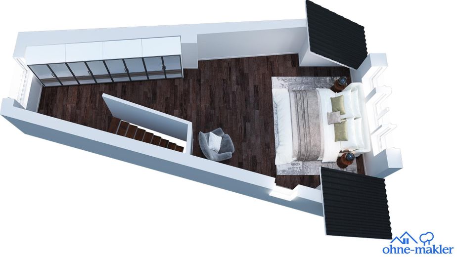 Eski şehirde loft şehir evi: 4 katta 125 m², 2 banyo, ankastre mutfak, çalışma odası, klima – 3. OG - Schlafen
