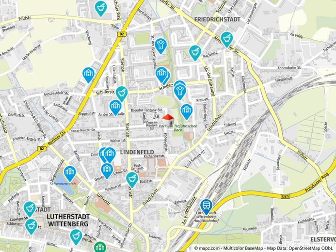 Exklusive Maisonettewohnung mit Garage in bester Lage von Lutherstadt Wittenberg zu verkaufen – Kartenausschnitt