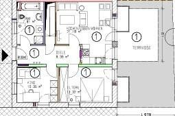 Maisonette Wohnung 71m² + 65m² Souterrain eigene Haustüre Erstbezug 2199€ warm inkl. Küche, Carport – Grundriss EG