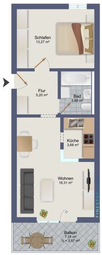 Bergblick inklusive - 2-Zimmer-Wohnung in Schleching – GRUNDRISS