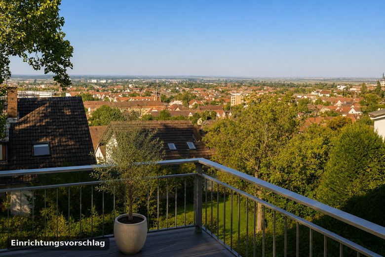 Wohnen wie im eigenen Haus: 6,5-Zi.-Maisonette, 195 m² mit Weitblick, ruhige Waldrandlage in Leimen – Balkon Südseite