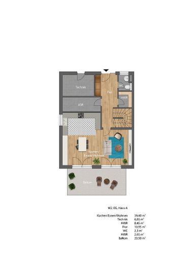 Schöne 4 Zimmer Neubau Wohnung KFW 40 – W2 Grundriss EG