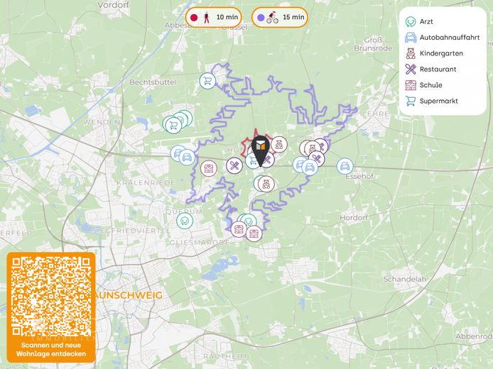 Praktisch, Ruhig, kurze Wege ins Grün! Willkommen in Braunschweig-Hondelage! – Lageplan_QRCode