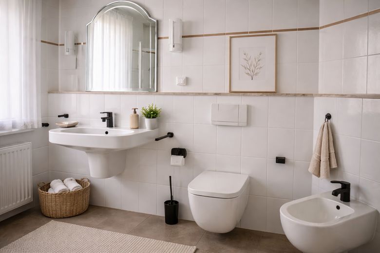 Freiraum im Grünen, zentral verbunden. Provisionsfrei - Geben Sie gern Ihr Preisangebot ab! – Badezimmer unten