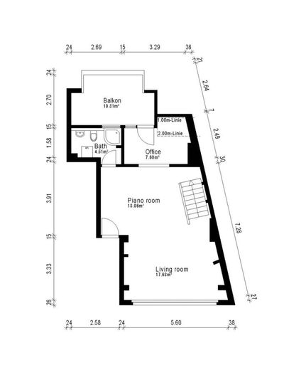 Maisonette Penthouse Wohnung mit Doppelgarage und weitere Nutzfläche im EG in Aachen - Zentrum – Penthouse Maisonette Grundriss oberes Geschoss