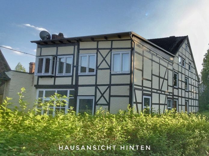 Maison à colombages avec cour intérieure, atelier et garage – vieille ville d’Uelzen, sans commission – Hausansicht hinten