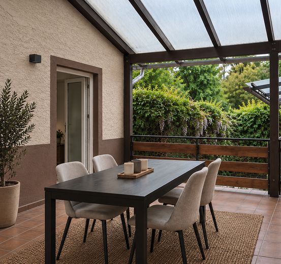 Großzügige 2-Zimmer-Wohnung mit überdachter Terrasse in Höhr-Grenzhausen – Terrasse – Blick ins Grüne