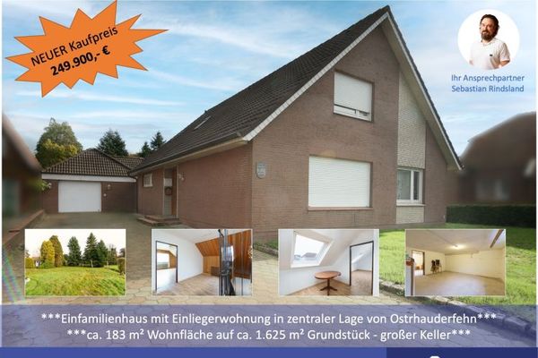 ***NEUER KAUFPREIS***
Einfamilienhaus mit Einliegerwohnung in zentraler Lage von Ostrhauderfehn