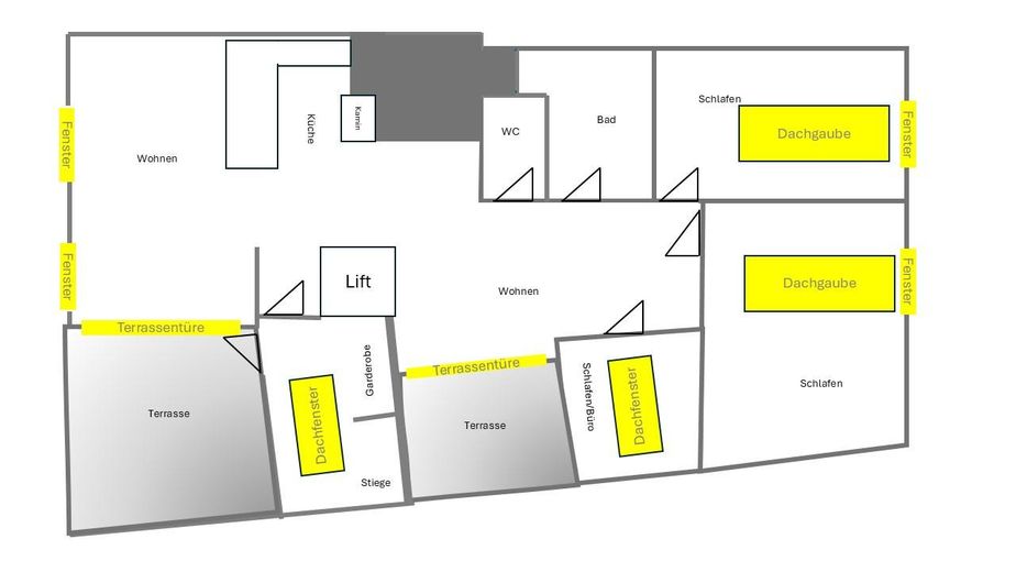 Großzügige Dachgeschoßwohnung – Grundriss 