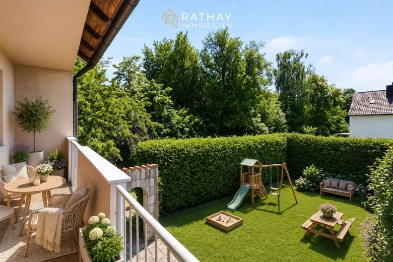 Reiheneckhaus mit 798 qm Grundstück: Sanierungschance im Regensburger Norden – Visualisierung Balkon