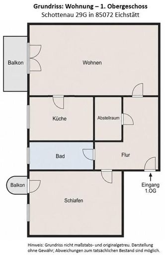Helle 2-Zimmer-Wohnung mit zwei Balkonen und Tiefgaragenstellplatz in Eichstätt – Grundriss