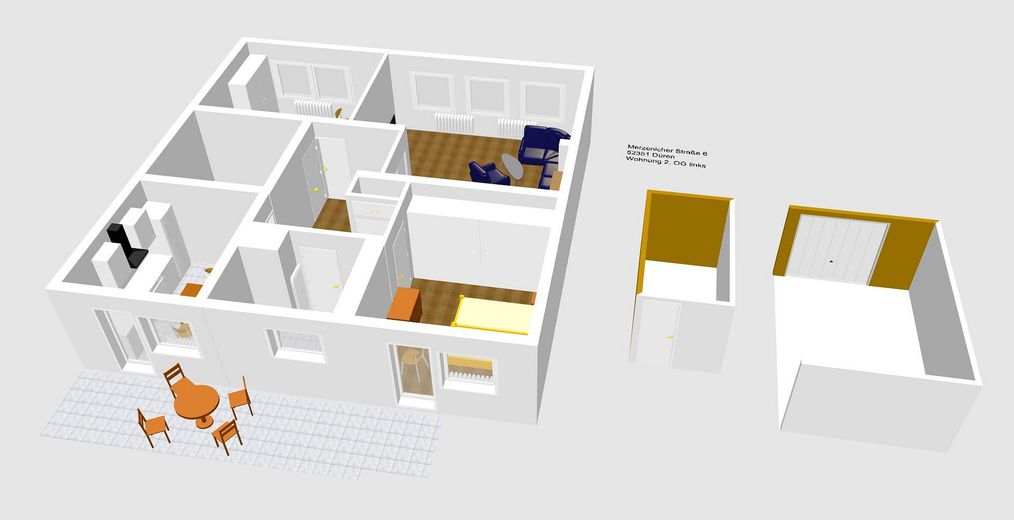 Smart e ristrutturato: trilocale vicino al centro con balcone esposto a sud e posto auto in garage – 3D-Ansicht
